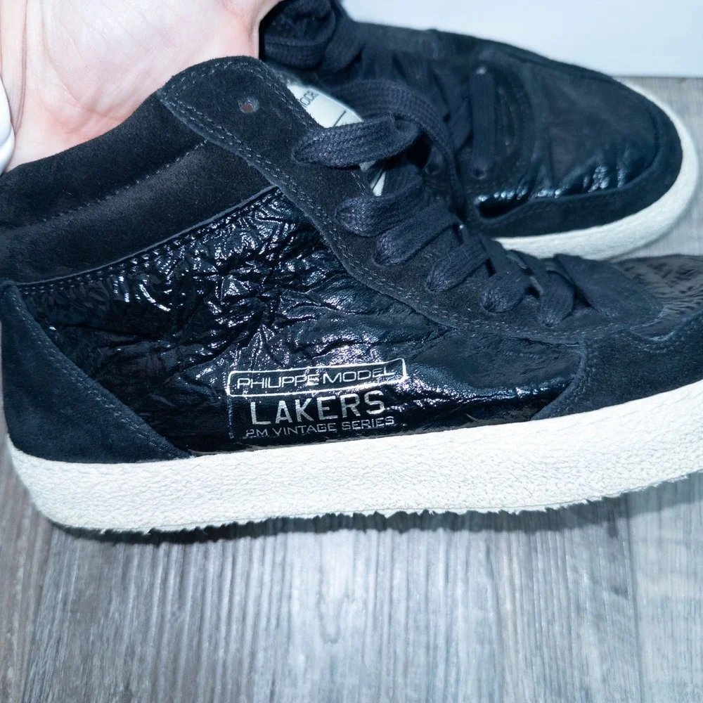Philippe‎ Model Black Lakers Vintage Series High Top Sneakers Size EU 39 / 7